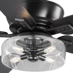 Home Decorators Collection Aberwell 56 in. LED Matte Black Indoor/Outdoor Ceiling Fan with Light Kit and Remote Control -Fans Shop matte black home decorators collection ceiling fans with lights 59202 fa 1000