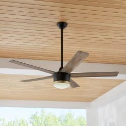 Home Decorators Collection Merwry 56 in. Integrated LED Indoor/Outdoor Matte Black Ceiling Fan with Light Kit and Remote Control -Fans Shop matte black home decorators collection ceiling fans with lights sw1422 56in mbk 40 1000
