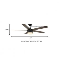 Home Decorators Collection Merwry 56 in. Integrated LED Indoor/Outdoor Matte Black Ceiling Fan with Light Kit and Remote Control -Fans Shop matte black home decorators collection ceiling fans with lights sw1422 56in mbk a0 1000
