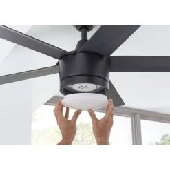 Home Decorators Collection Merwry 52 in. Integrated LED Indoor Matte Black Ceiling Fan with Light Kit and Remote Control -Fans Shop matte black home decorators collection ceiling fans with lights sw1422mbk 1f 1000
