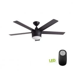 Home Decorators Collection Merwry 52 in. Integrated LED Indoor Matte Black Ceiling Fan with Light Kit and Remote Control -Fans Shop matte black home decorators collection ceiling fans with lights sw1422mbk 40 1000