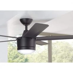 Home Decorators Collection Merwry 52 in. Integrated LED Indoor Matte Black Ceiling Fan with Light Kit and Remote Control -Fans Shop matte black home decorators collection ceiling fans with lights sw1422mbk 66 1000