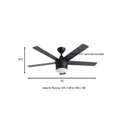 Home Decorators Collection Merwry 52 in. Integrated LED Indoor Matte Black Ceiling Fan with Light Kit and Remote Control -Fans Shop matte black home decorators collection ceiling fans with lights sw1422mbk a0 1000