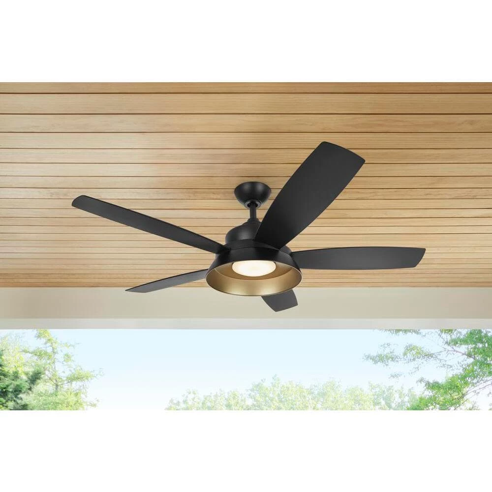 Home Decorators Collection Kempston 52 in. Integrated LED Outdoor Matte Black Ceiling Fan with Light Kit and Remote Control 2 Home Decorators Collection Kempston 52 in. Integrated LED Outdoor Matte Black Ceiling Fan with Light Kit and Remote Control - Image 2