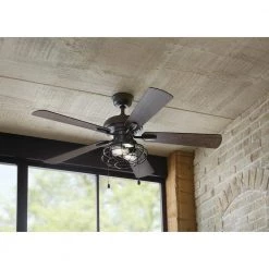 Home Decorators Collection Ellard 52 in. LED Indoor Matte Black Ceiling Fan with Light -Fans Shop matte black home decorators collection ceiling fans with lights yg629a mbk 31 1000