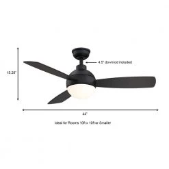 Home Decorators Collection Alisio 44 in. LED Matte Black Ceiling Fan with Light and Remote Control -Fans Shop matte black home decorators collection ceiling fans with lights yg768a mbk 1f 1000