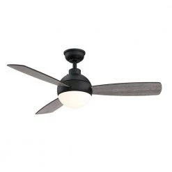 Home Decorators Collection Alisio 44 in. LED Matte Black Ceiling Fan with Light and Remote Control -Fans Shop matte black home decorators collection ceiling fans with lights yg768a mbk c3 1000
