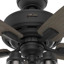 Hunter Bennett 44 in. Indoor Matte Black Ceiling Fan with Light Kit and Remote Control -Fans Shop matte black hunter ceiling fans with lights 50416 76 1000