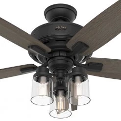Hunter Bennett 44 in. Indoor Matte Black Ceiling Fan with Light Kit and Remote Control -Fans Shop matte black hunter ceiling fans with lights 50416 fa 1000
