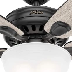 Hunter Stratford 52 in. LED Indoor Matte Black Ceiling Fan with Light Kit -Fans Shop matte black hunter ceiling fans with lights 50486 4f 1000
