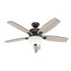 Hunter Stratford 52 in. LED Indoor Matte Black Ceiling Fan with Light Kit