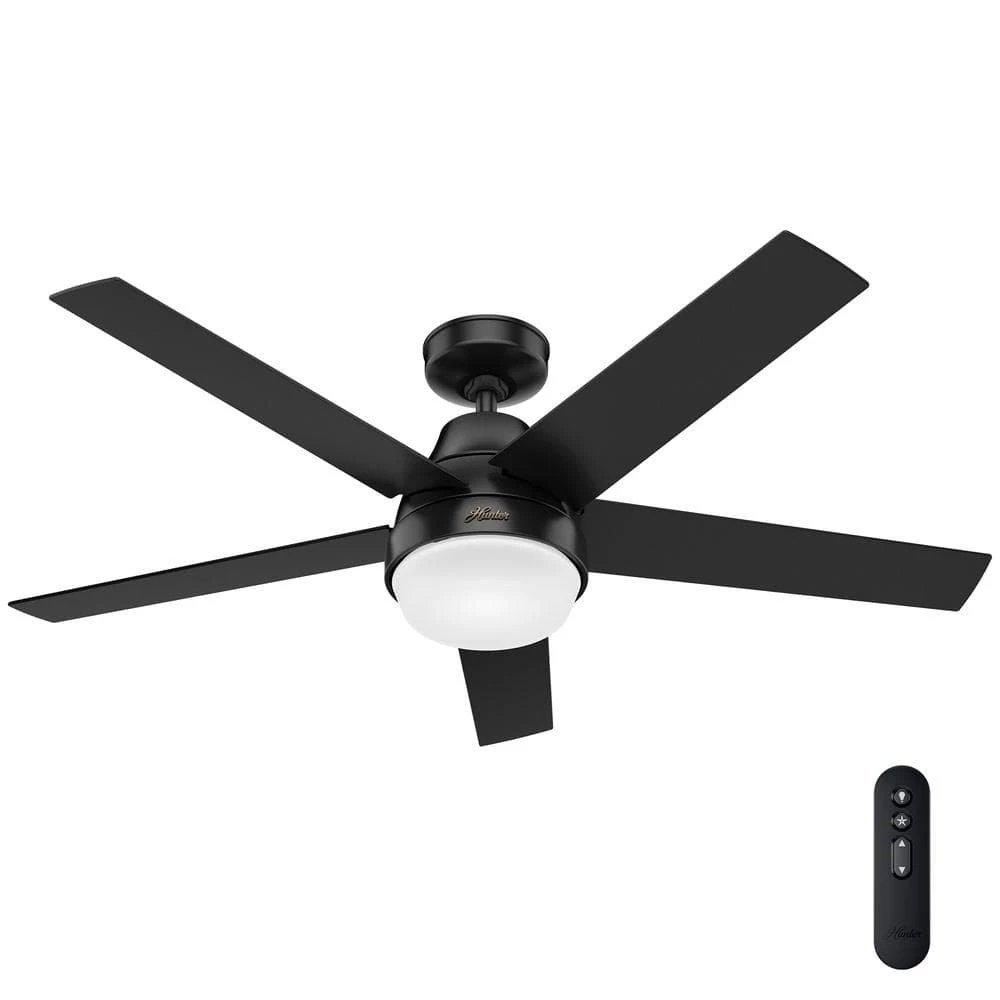 Hunter Aerodyne 52 in. Indoor Matte Black Smart Ceiling Fan with Light Kit and Remote Control 1 Hunter Aerodyne 52 in. Indoor Matte Black Smart Ceiling Fan with Light Kit and Remote Control