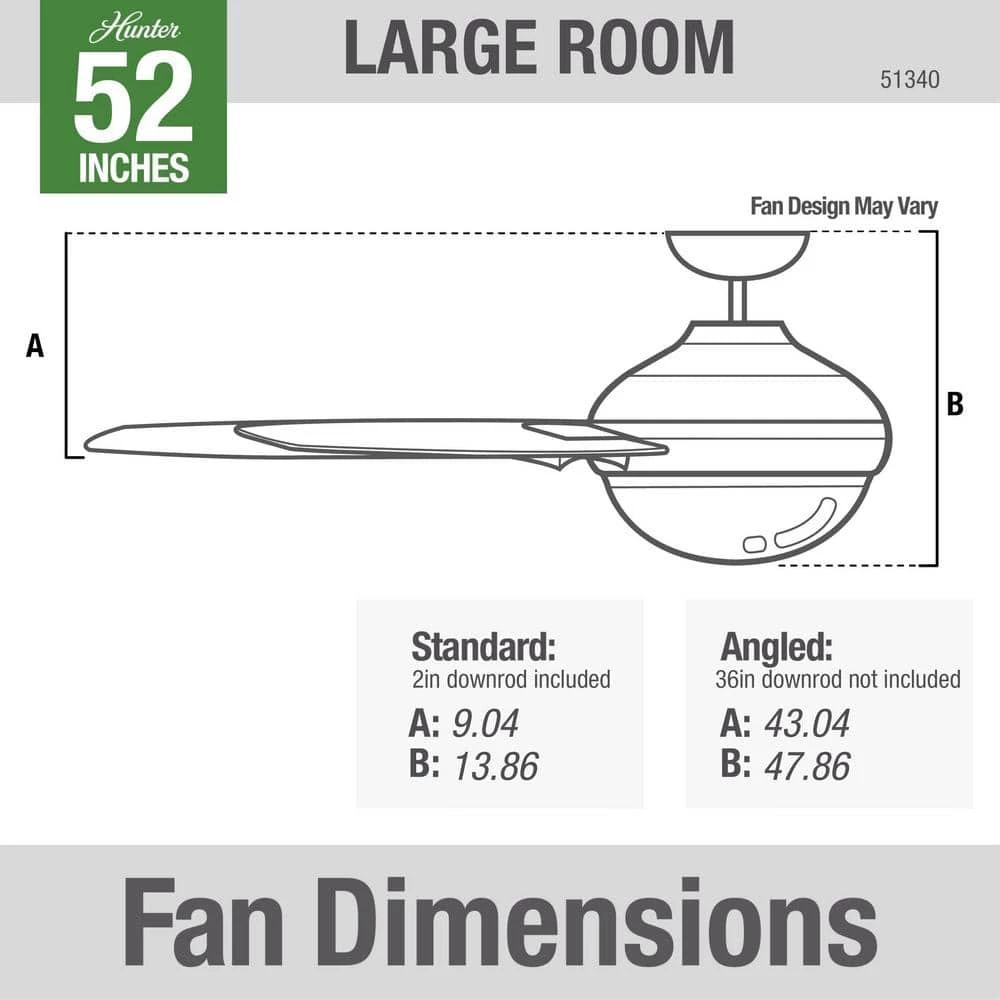 Hunter Tarrant 52 in. LED Indoor/Outdoor Matte Black Ceiling Fan with Light and Remote 15 Hunter Tarrant 52 in. LED Indoor/Outdoor Matte Black Ceiling Fan with Light and Remote - Image 15