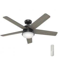 Hunter Tarrant 52 in. LED Indoor/Outdoor Matte Black Ceiling Fan with Light and Remote