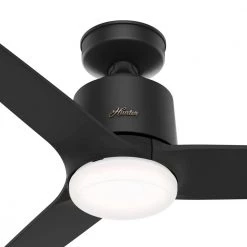 Hunter Moxie 52 in. Integrated LED Indoor Matte Black Ceiling Fan with Light Kit and Remote Control -Fans Shop matte black hunter ceiling fans with lights 51402 1f 1000