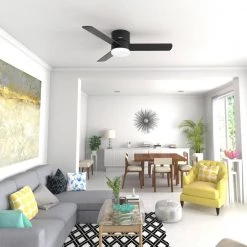 Hunter Minimus 52 in. Integrated LED Indoor Matte Black Ceiling Fan with Remote and Light Kit -Fans Shop matte black hunter ceiling fans with lights 51432 40 1000