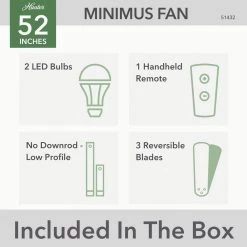 Hunter Minimus 52 in. Integrated LED Indoor Matte Black Ceiling Fan with Remote and Light Kit -Fans Shop matte black hunter ceiling fans with lights 51432 4f 1000