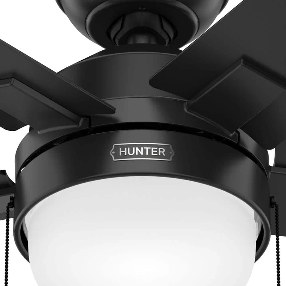 Hunter Zeal 44 in. Matte Black Indoor Ceiling Fan with Light Kit 10 Hunter Zeal 44 in. Matte Black Indoor Ceiling Fan with Light Kit - Image 10