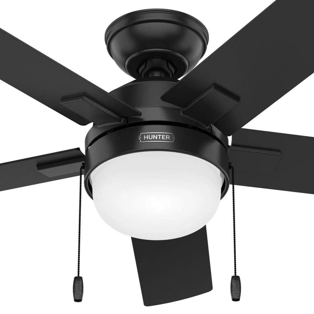 Hunter Zeal 44 in. Matte Black Indoor Ceiling Fan with Light Kit 11 Hunter Zeal 44 in. Matte Black Indoor Ceiling Fan with Light Kit - Image 11