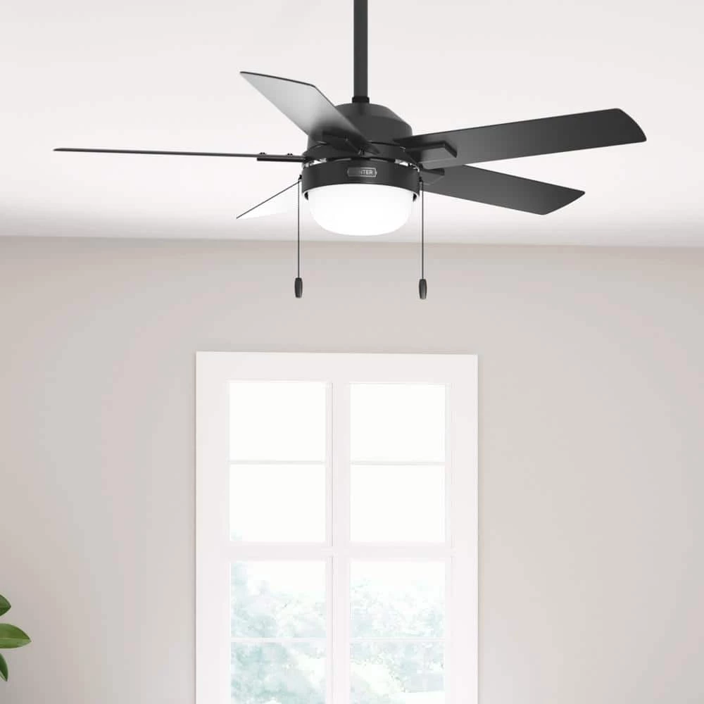 Hunter Zeal 44 in. Matte Black Indoor Ceiling Fan with Light Kit 2 Hunter Zeal 44 in. Matte Black Indoor Ceiling Fan with Light Kit - Image 2