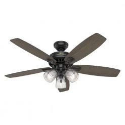 Hunter Highbury II 52 in. LED Indoor Matte Black Ceiling Fan with Light Kit