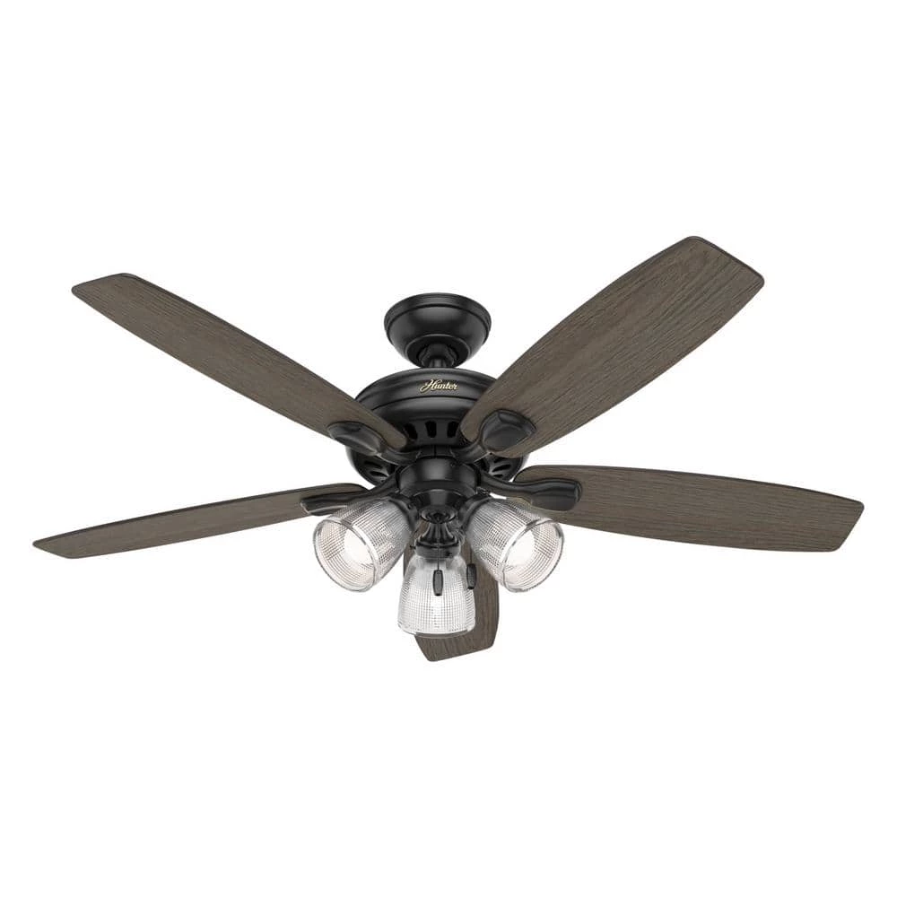Hunter Highbury II 52 in. LED Indoor Matte Black Ceiling Fan with Light Kit 1 Hunter Highbury II 52 in. LED Indoor Matte Black Ceiling Fan with Light Kit