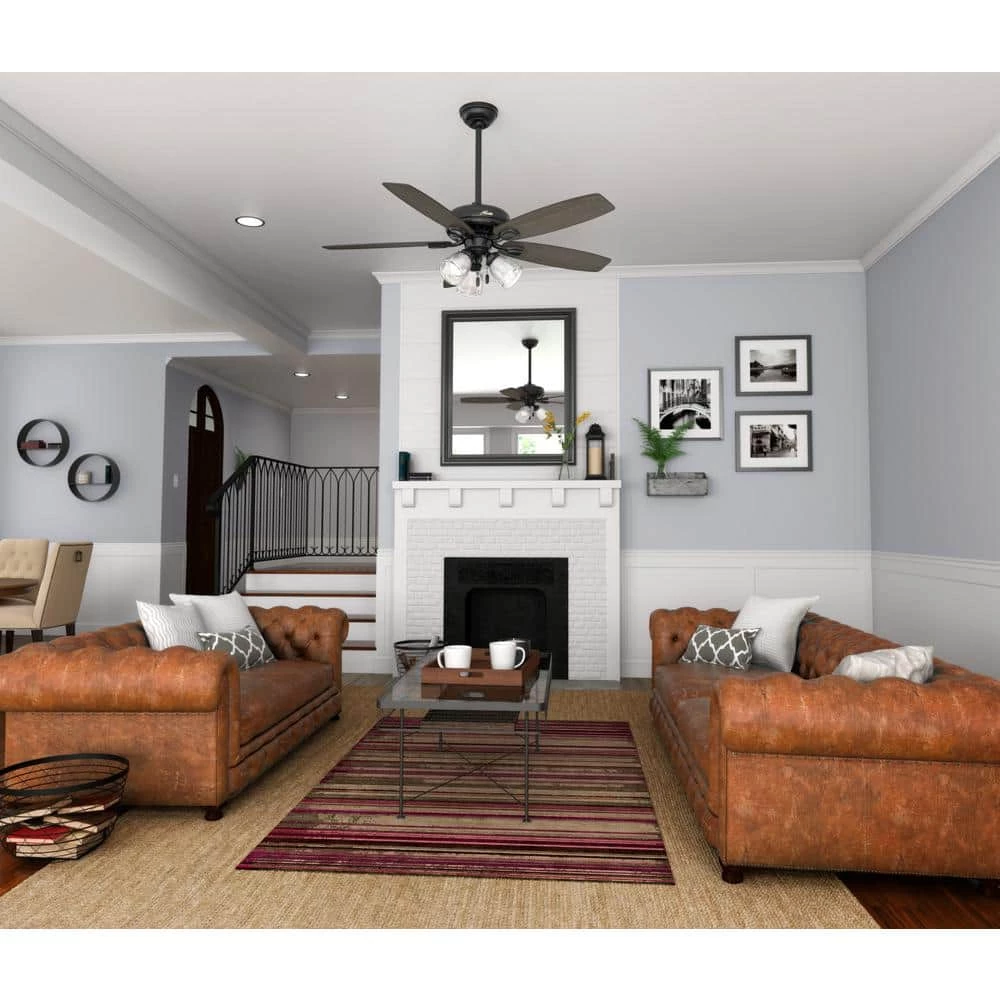 Hunter Highbury II 52 in. LED Indoor Matte Black Ceiling Fan with Light Kit 2 Hunter Highbury II 52 in. LED Indoor Matte Black Ceiling Fan with Light Kit - Image 2