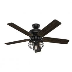 Hunter Port Isabel 52 in. LED Indoor/Outdoor Matte Black Ceiling Fan with Light Kit -Fans Shop matte black hunter ceiling fans with lights 53420 4f 1000