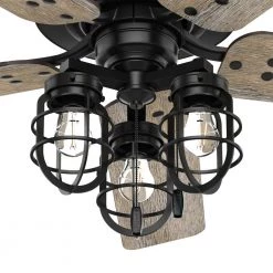 Hunter Port Isabel 52 in. LED Indoor/Outdoor Matte Black Ceiling Fan with Light Kit -Fans Shop matte black hunter ceiling fans with lights 53420 66 1000