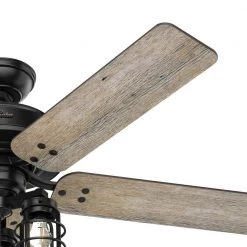 Hunter Port Isabel 52 in. LED Indoor/Outdoor Matte Black Ceiling Fan with Light Kit -Fans Shop matte black hunter ceiling fans with lights 53420 77 1000