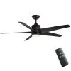 Hampton Bay Mena 54 in. White Color Changing Integrated LED Indoor/Outdoor Matte Black Ceiling Fan with Light Kit and Remote Control