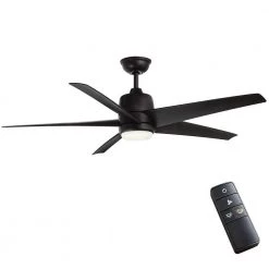 Hampton Bay Mena 54 in. White Color Changing Integrated LED Indoor/Outdoor Matte Black Ceiling Fan with Light Kit and Remote Control