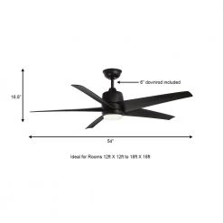 Hampton Bay Mena 54 in. White Color Changing Integrated LED Indoor/Outdoor Matte Black Ceiling Fan with Light Kit and Remote Control -Fans Shop matte black with matte black blades hampton bay ceiling fans with lights 99919 a0 1000