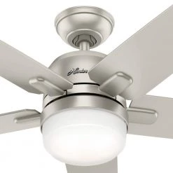 Hunter Cavera II 52 in. Indoor Matte Nickel Wifi-Enabled Smart Ceiling Fan with Light Kit & Remote -Fans Shop matte nickel hunter ceiling fans with lights 50478 44 1000