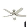 Hunter Cavera II 52 in. Indoor Matte Nickel Wifi-Enabled Smart Ceiling Fan with Light Kit & Remote