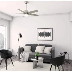 Hunter Cavera II 52 in. Indoor Matte Nickel Wifi-Enabled Smart Ceiling Fan with Light Kit & Remote -Fans Shop matte nickel hunter ceiling fans with lights 50478 d4 1000