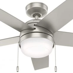 Hunter Stenson 44 in. LED Indoor Matte Nickel Ceiling Fan with Light Kit -Fans Shop matte nickel hunter ceiling fans with lights 51211 1f 1000