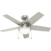 Hunter Stenson 44 in. LED Indoor Matte Nickel Ceiling Fan with Light Kit