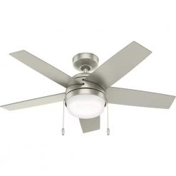 Hunter Stenson 44 in. LED Indoor Matte Nickel Ceiling Fan with Light Kit