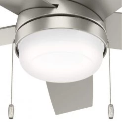 Hunter Stenson 44 in. LED Indoor Matte Nickel Ceiling Fan with Light Kit -Fans Shop matte nickel hunter ceiling fans with lights 51211 fa 1000