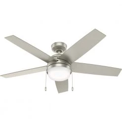 Hunter Stenson 52 in. LED Indoor Matte Nickel Ceiling Fan with Light Kit