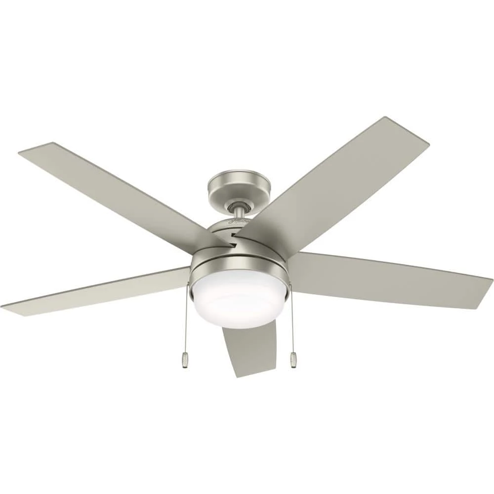 Hunter Stenson 52 in. LED Indoor Matte Nickel Ceiling Fan with Light Kit 1 Hunter Stenson 52 in. LED Indoor Matte Nickel Ceiling Fan with Light Kit