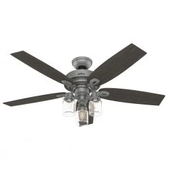 Hunter Crown Canyon 52 in. LED Indoor Matte Nickel Ceiling Fan with Light Kit -Fans Shop matte nickel hunter ceiling fans with lights 53403 1f 1000