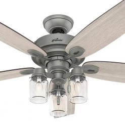 Hunter Crown Canyon 52 in. LED Indoor Matte Nickel Ceiling Fan with Light Kit -Fans Shop matte nickel hunter ceiling fans with lights 53403 40 1000