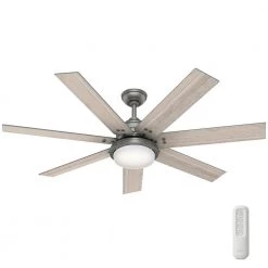 Hunter Whittington 60 in. LED Indoor Matte Silver Ceiling Fan with Light and Remote
