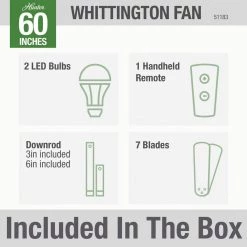 Hunter Whittington 60 in. LED Indoor Matte Silver Ceiling Fan with Light and Remote -Fans Shop matte silver hunter ceiling fans with lights 51183 66 1000