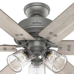 Hunter Hilmouth 52 in. Indoor Matte Silver Ceiling Fan with Light -Fans Shop matte silver hunter ceiling fans with lights 51426 44 1000