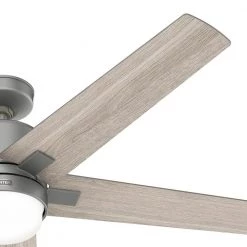 Hunter Codec 60 in. Indoor Matte Silver Smart Ceiling Fan with Remote and Light Kit -Fans Shop matte silver hunter ceiling fans with lights 51556 1f 1000
