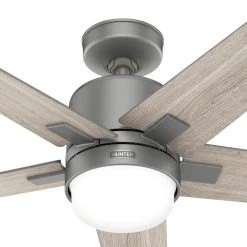 Hunter Codec 60 in. Indoor Matte Silver Smart Ceiling Fan with Remote and Light Kit -Fans Shop matte silver hunter ceiling fans with lights 51556 fa 1000