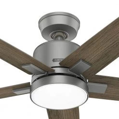 Hunter Acela 52 in. Integrated LED Indoor Matte Silver Ceiling Fan with Remote -Fans Shop matte silver hunter ceiling fans with lights 51674 44 1000